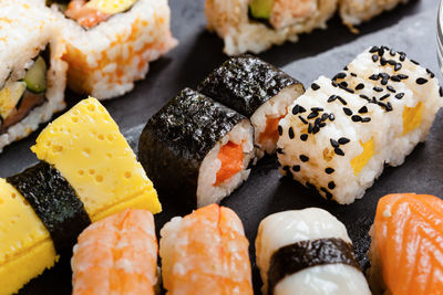 Close-up of sushi in plate