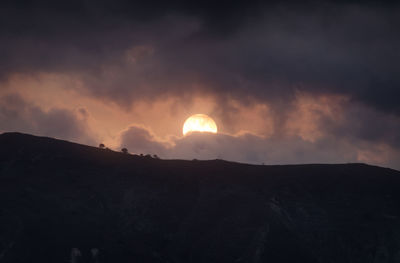 Scenic view of mountains against sky during sunset