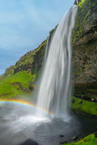 Seljalandsfoss with rainbow