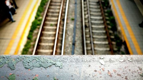 High angle view of railroad tracks