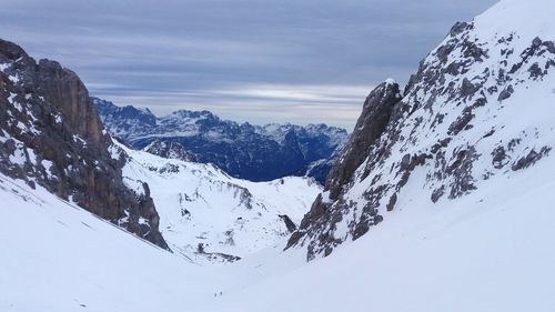 Snow covered mountains against sky