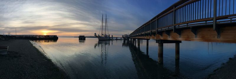 Scenic view of river against sky during sunset