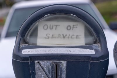 Close-up of parking booth