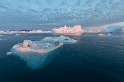 Aerial view of frozen sea against sky