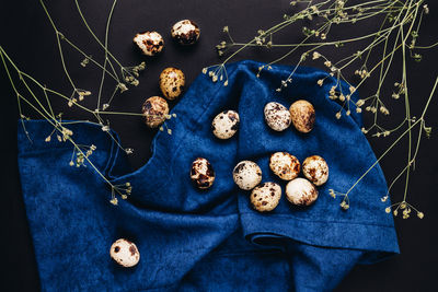 High angle view of cookies on table