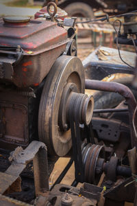 Close-up of tractor engine