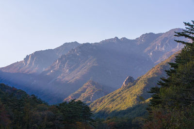 Scenic view of mountains against clear sky