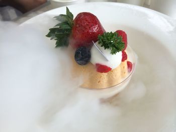 High angle view of dessert in plate