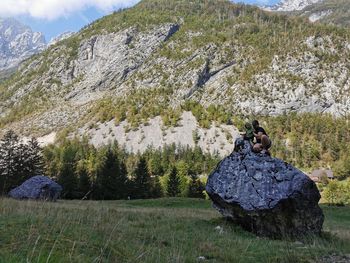 Scenic view of rocks on mountain