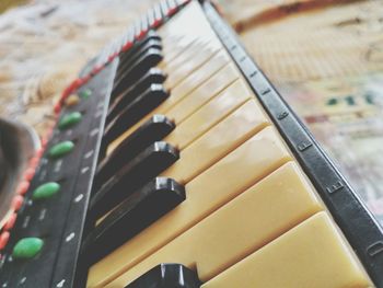 Close-up of piano keys