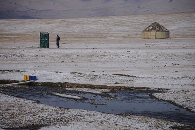 Scenic view of beach during winter