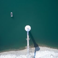 High angle view of sea against clear sky