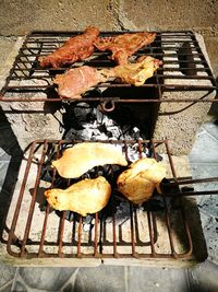 High angle view of bread on table