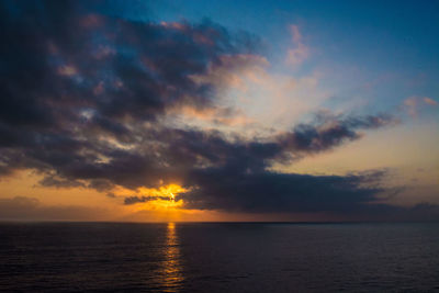Scenic view of sea against cloudy sky