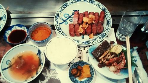 Close-up of meal served on plate