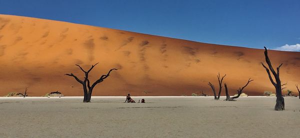 Scenic view of desert against clear sky