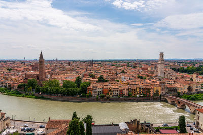 High angle view of townscape against sky