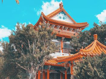 Low angle view of traditional building against sky