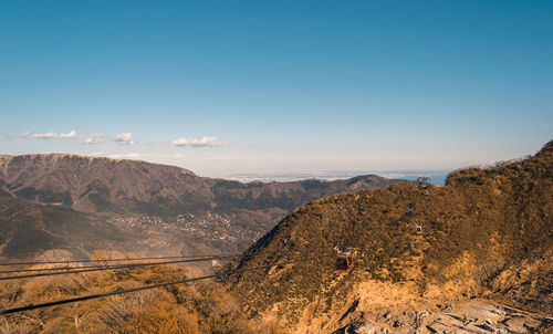 Electric cable car for tourists to see the beauty of the mountain top in japan.
