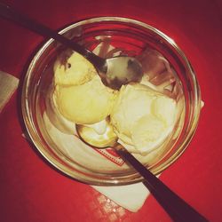Directly above shot of ice cream in plate