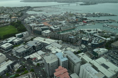 High angle view of buildings in city