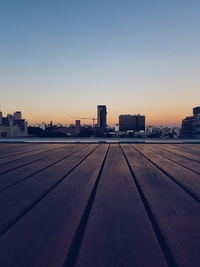 View of city at sunset