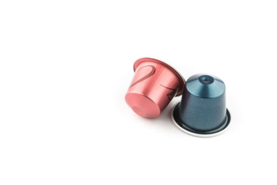 Close-up of shoes over white background