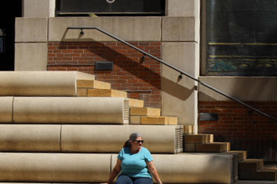 Man standing in front of building