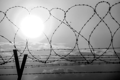 Close-up of barbed wire fence