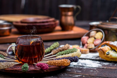 Close-up of food on table