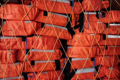 Lifejackets stacked