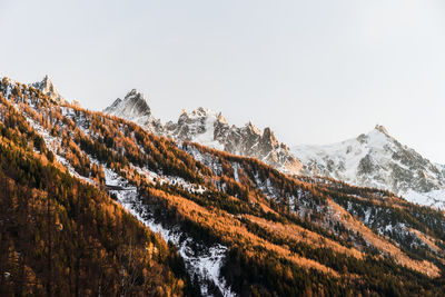 Scenic view of snow covered mountains