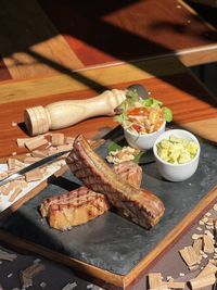 Close-up of food on table