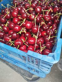 Close-up of cherries in basket