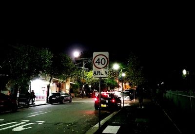 Traffic on road at night