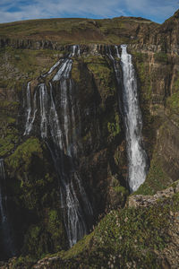 Scenic view of waterfall in forest