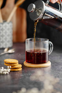 Close-up of coffee on table