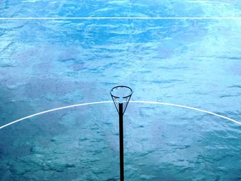 High angle view of swimming pool by sea