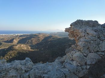 Scenic view of sea against clear sky