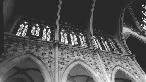 Low angle view of window in temple