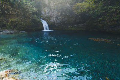 Scenic view of waterfall