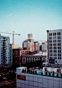 Cityscape against clear sky