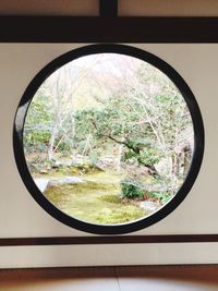 View of building through window