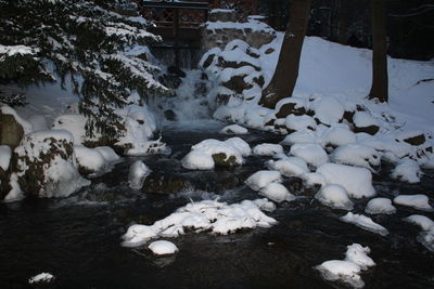 Frozen water in winter