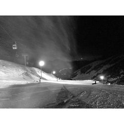 Road in winter at night