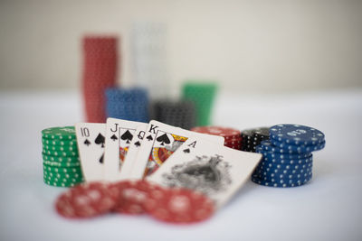 Close-up of objects on table