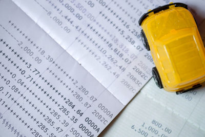 High angle view of text on paper