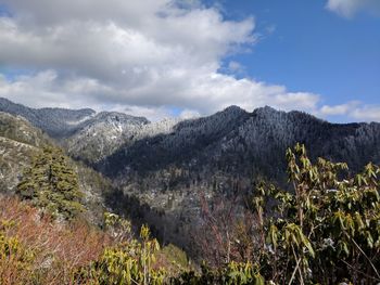 Scenic view of mountains against sky