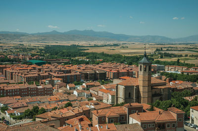 High angle view of townscape against sky