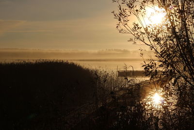 Scenic view of lake during sunset